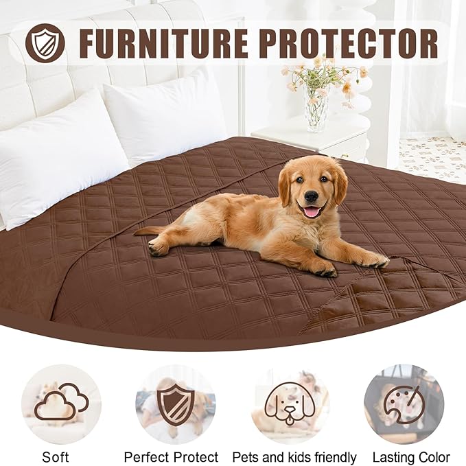 Smiry Waterproof Dog Bed Cover Blanket 68x82, Soft Reversible Pet Blanket, Washable Leakproof Cats Dogs Couch Cover for Sofa, Couch, Furniture, Lattice, Brown/Brown