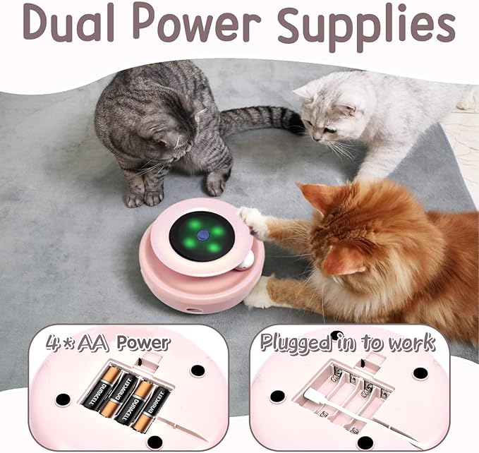ORSDA Cat Toys 2-in-1 Interactive Cat Toys for Indoor Cats, Automatic Cat Toy Balls, Ambush Feather Kitten Toys with 6pcs Attachments, Dual Power Supplies, Auto On/Off (Upgraded Version)