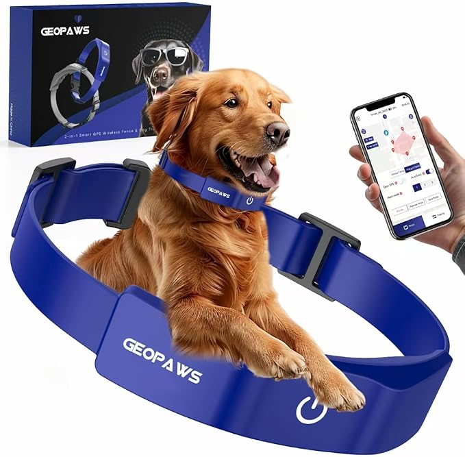 GPS Electric Dog Fence with Free App, 2nd Generateion AI Wireless Fence System with Training Collar, Adjustable & Portable Accurate for Outdoor Use, Rechargeable Waterproof Flexiable Collar