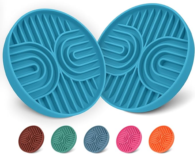 Slow Feeder Dog Bowls, Dishwasher Safe, Non-Slip Base, BPA-Free Slow Eating Dog Bowl (Blue, 2-Pack)