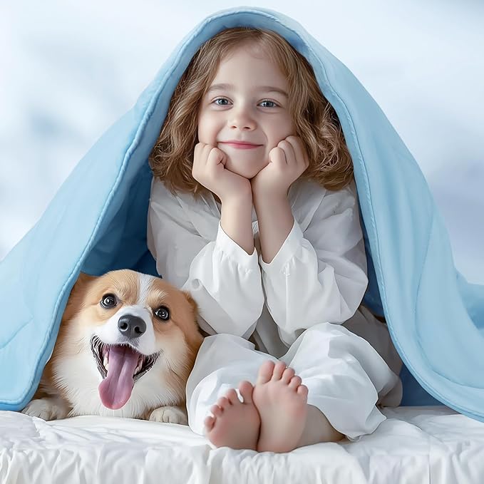 Luciphia Premium Cooling Blanket for Dogs Washable Q-MAX>0.4 Pet Cool Mat for Cats Hot Weather Puppy Lightweight Throw Calming Pad (Blue,60x80 inches)