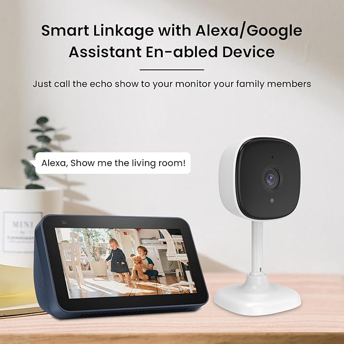 3 Pack Indoor Security Camera 2.4GHz WiFi, 24/7 Recording, 2-Way Audio, Night Vision, AI Motion Detection, Cloud/SD Storage, Compatible with Alexa & Google Home for House/Baby/Pet Monitoring