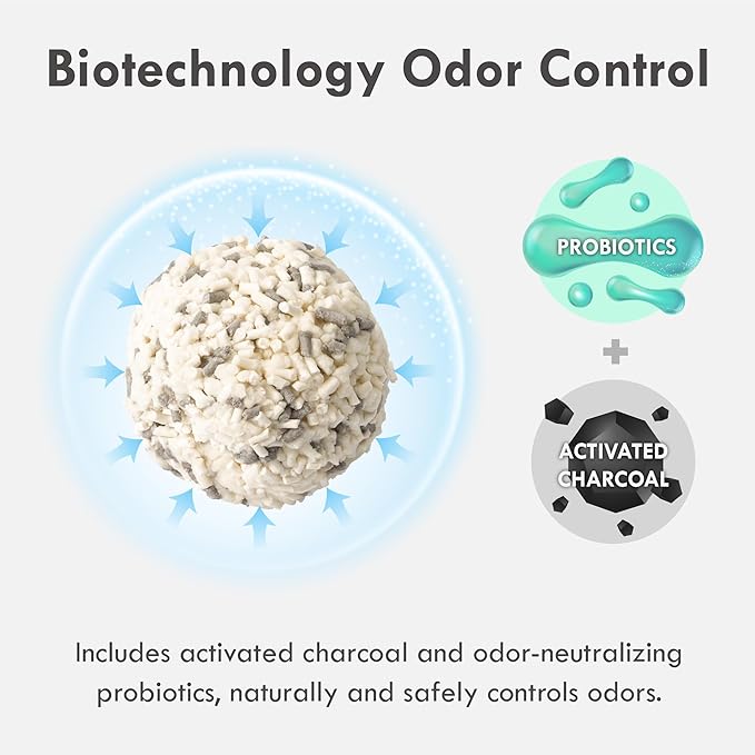 Lady N Granular Tofu Cat Litter Mini-Pellet Compatible with Automatic Self Cleaning Cat Litter Box, Strong Clumping Ultra Absorbent, Low Tracking, Odor Control Activated Charcoal 9lb