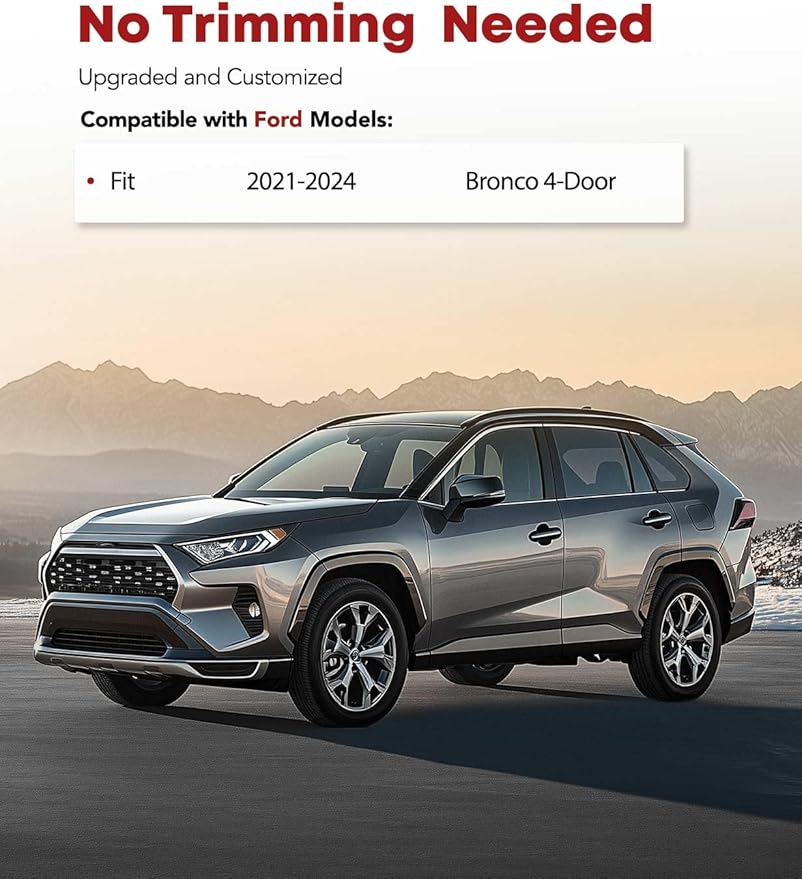 YHTAUTO Floor Mats & Cargo Liner Fit 2021-2026 Ford Bronco(Not Sport) 4 Door, TPE All Weather Floor Liner Odorless Custom Fit Car Mats, 1st 2nd Row and Trunk Mat Full Set Bronco Accessories