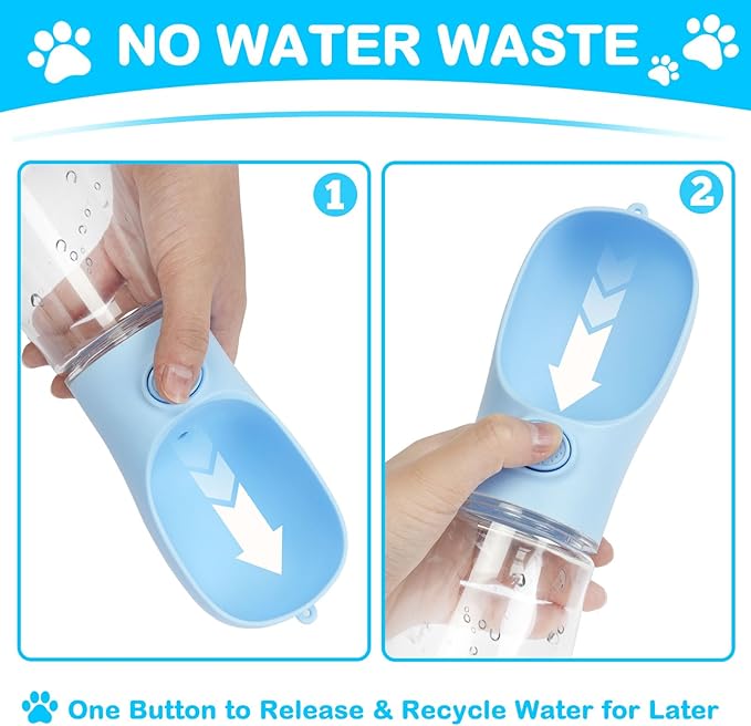 Dog Water Bottle, Leak Proof Portable Puppy Water Dispenser with Drinking Feeder for Puppy Small Medium Large Dogs Pet Outdoor Walking, Hiking, Travel, Food Grade Plastic (19oz Blue)
