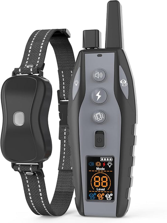 Shock Collar for Dogs with Color Screen - 3300 FT Remote Control Range, Dog Training Collar with 3 Training Modes, Rechargeable Waterproof ECollar for Dogs Training 15-125LBS