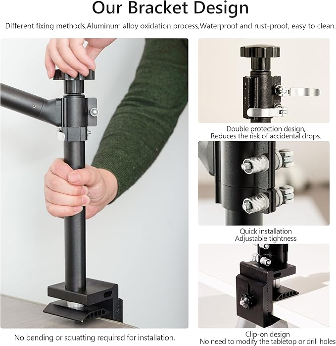 Adjustable Cat Desk Bed with Dual-Protection Locking & 360° Rotation - Super Sturd Space-Saving Perch, Easy Install Modern Design - Supports 28lbs (Walnut/Aluminum Surface)