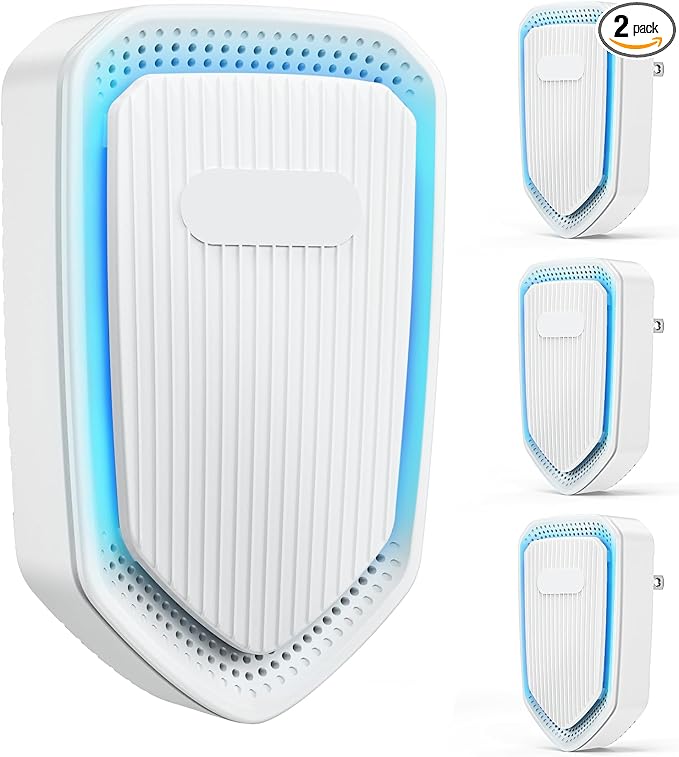 Air Ionizers Plug In Negative Ion Air Purifiers Quiet Air Freshener for Home Bedroom Office Basement - Portable Mini Air Cleaner Odor, Smoke, Dust, Pet Smell (2, White)