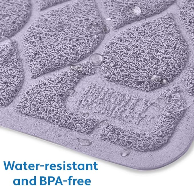 MIGHTY MONKEY Waterproof BPA Free Cat Litter Box Trapping Mat, Easy Clean Floors, Textured Backing, Soft on Sensitive Kitty Paws, Cats Accessories, Less Waste, Stays in Place, 35x23, Purple