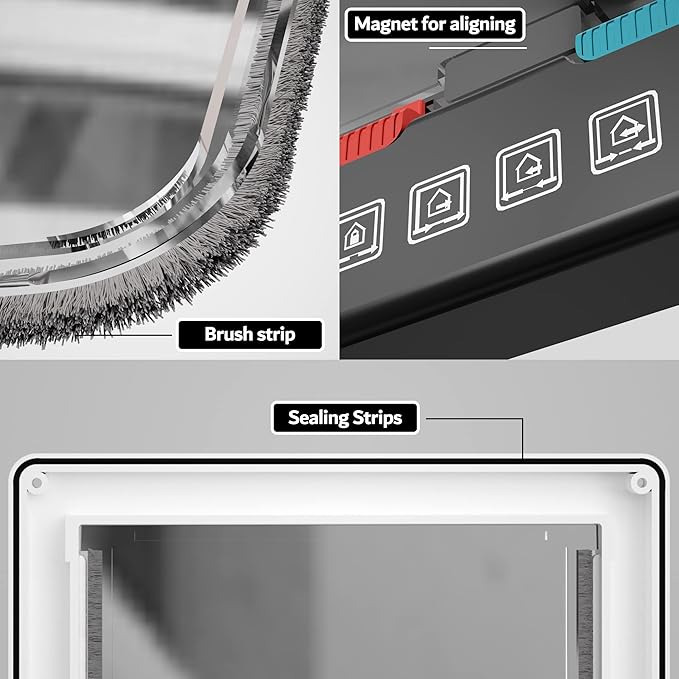 Extra Large Cat Door, Pet Door for Dog or Cat, 4 Switch Modes Locking Cat Door Interior Door Suitable for Window and Wall (White)