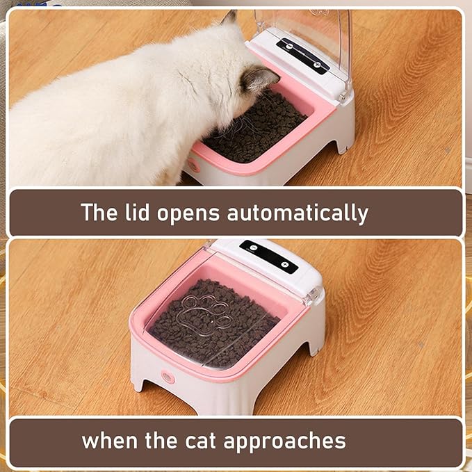 Automatic Cat Feeder - Auto Pet Feeder, Programmable Smart Cat Food Dispenser | Electric Timed Feeding Bowl with Sensor Lid, Dry Food Portion Control for Kitten Puppy Small Dog ABS 2000mAh