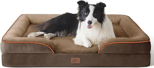 Bedsure L Plus Orthopedic Dog Bed for Large Dogs - Washable Dog Cat Bed Waterproof, L Plus Big Comfort Dogs Couch Sofa with Washable Removable Cover, Pet Bed with Nonskid Bottom, Brown, 38"