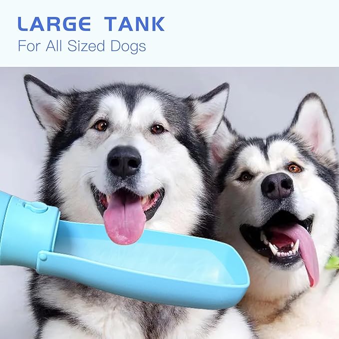 Travel Dog Water Bottle Dispenser-Food Grade Plastic, Portable Dog Water Bowl for Small Medium Large Dogs Puppy, Dogs Essentials for Outdoor Walking Hiking, Dog Gifts (19Oz, Blue&Green)