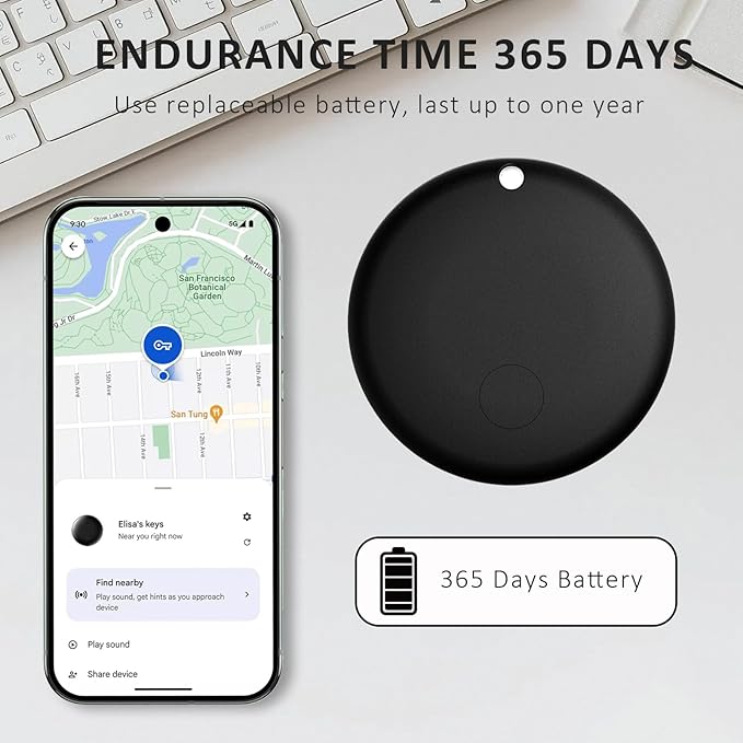 Cat Tracker Works with Android - GPS Pet Collar for Cats | No Monthly Fee | Waterproof | Replaceable Battery | Anti-Lost, Android GPS Tracker Tag, Bluetooth Smart Item Finders