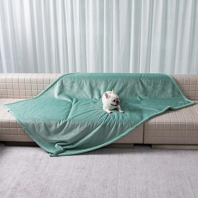 Green Dog Blanket for Pet Bed Cover Reversible Waterproof Puppy Fleece Blankets Leakproof Sofa Couch Cover Doggie Cat Pet Blanket for Warm Fluffy Washable Mat-Green,XL