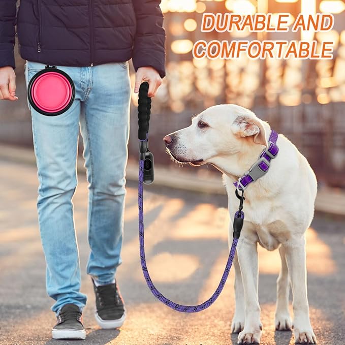 BARKBAY Dog Leashes for Large Dogs Heavy Duty Dog Leash 4/5/6 FT with Comfortable Padded Handle and Highly Reflective Threads for Medium Large Dogs Walking Training Running (4FT-1/2'',Purple)