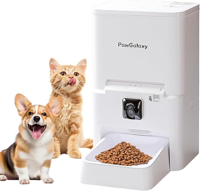 Automatic Cat Feeder with Camera, 1080P HD Night Vision 5G WiFi Smart Pet Feeder for Cats & Dogs – App Control, Timed Feeding, Portion Control, Two-Way Audio, Dual Power Supply