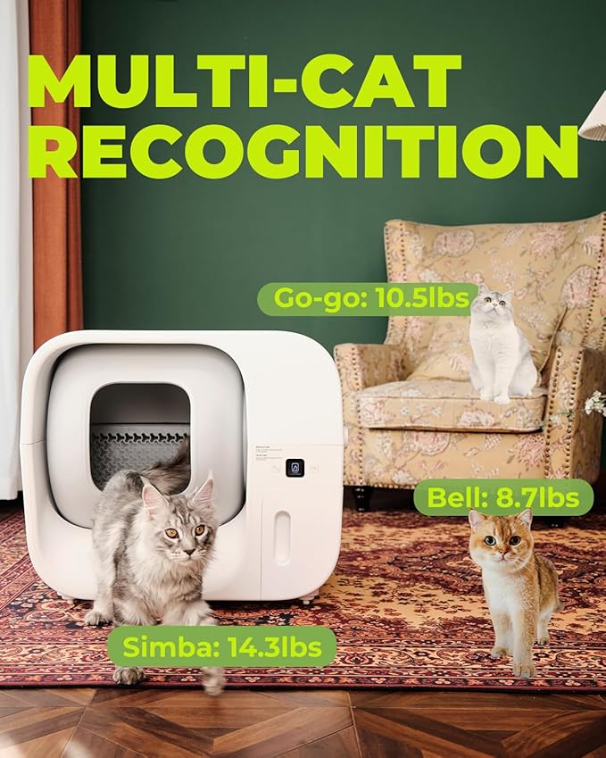 Furbulous True Odor-Free Automatic Self-Cleaning Cat Litter Box, Extra Large for 3–22 lbs Cats, Smart APP Control, Self-Pack & Refill System, 3 Waste Bags Included, Upgraded Model - White