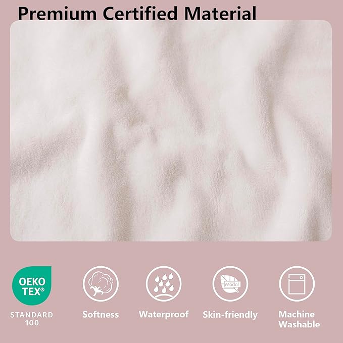 Waterproof Blanket for Bed King Size, Leak Proof Dog Couch Blankets Reversible, Pet Throw Sofa Furniture Protector Machine Washable-82 x108,Pink+Cream