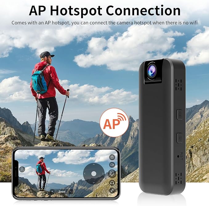 VSTARCAM 2K Mini Body Camera with Audio & Video Recording, Battery Powered POV Cam with 64G Card, Wearable Personal Portable Cameras Recorder DV, 180°Lens Rotatable with IR Night Vision for Security