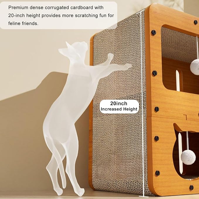Cat Scratcher Cardboard House, 2 Floor Kitty Scratching Pad Lounger Bed, Kitten Small Animals Play, Rest, Sleep,Scratch Post Box,Durable Board Entertain Feline Friends Prevent Furniture Damage