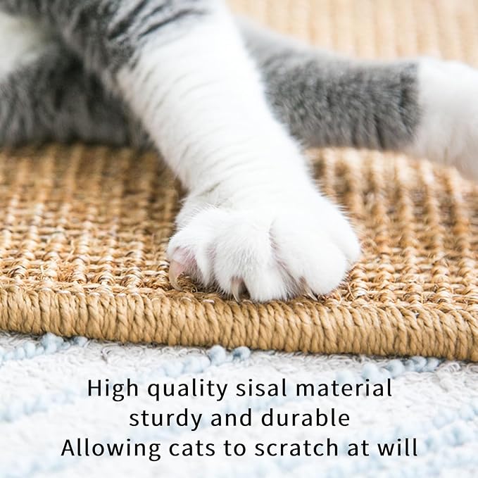 Cat Scratcher Mat for Indoor Cats, Natural Sisal Cat Scratch Blanket with Tapes, Cat Floor Corner Scratching Pad, Cat Furniture Couch Carpets Protector (S (15.7 x 11.8 Inch) / 2 Pack)