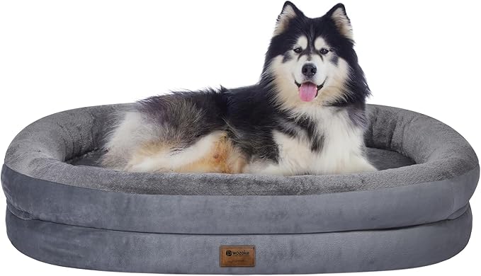 Orthopedic Washable Large Dog Bed: Waterproof Dog Bed with Bolsters - XXL Orthopedic Removable Cover for XXL Large Sized Pet - Non-Slip - Dark Gray