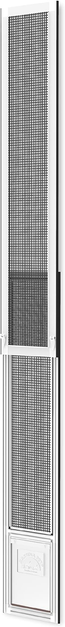 Hakuna Pets V2 Patio Pet Door Screen Insert Panel for Sliding Doors, Fits Door Track Min Ht 55.12" to Max Ht 84.25",UV Resistant Mesh, Locking Magnetic Dog Door, Easy Install and Removal, Small, White