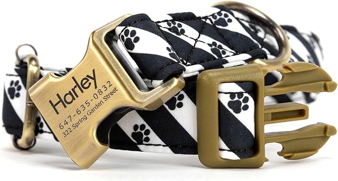Personalized Dog Collar with Name and Phone Number Engraved,Adjustable Custom Puppy Collar,Organic Cotton Pet Collar for Small Medium Large Boy Girl Dogs