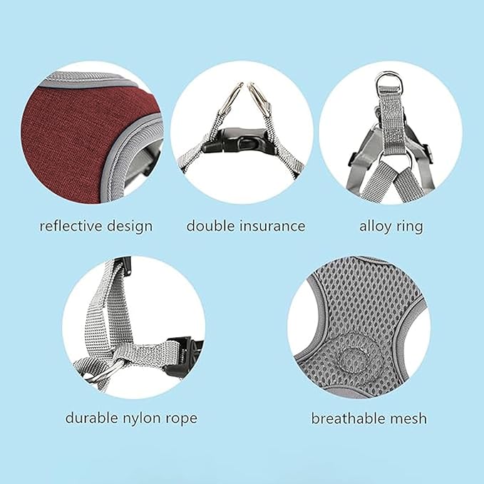 Dog Harness with Leash Set, Adjustable Step in with Breathable Padded Puppy Harness for Walking Escape Proof Small Dogs (XS, Red)