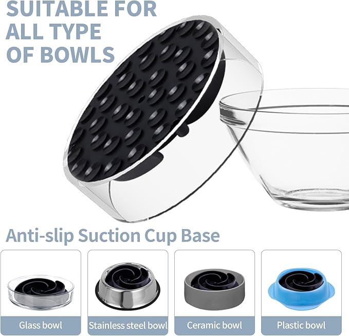 Slow Feeder Dog Bowls Insert, Bestalk Soft Silicone Slow Eating Feeder Insert with Suction Cups for Small, Medium and Large Dogs, Fit into Basic and Elevated Dog Bowls, Black