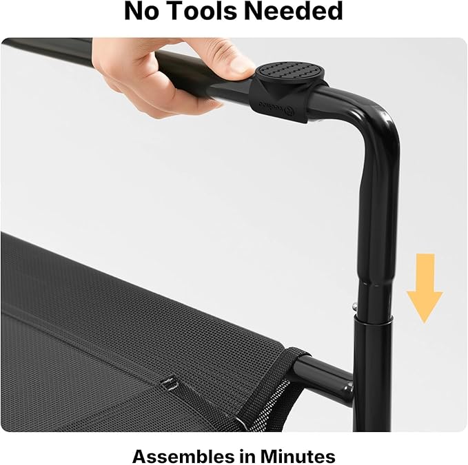 Veehoo Original Outdoor Elevated Dog Bed, Cooling Raised Dog Cot for Large Dogs, Portable Standing Pet Hammock Platform with Washable Breathable Mesh, No-Slip Feet, Large, Black, CWC2201