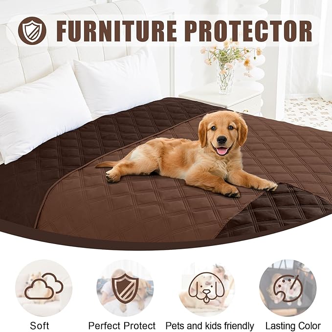 Smiry Waterproof Dog Bed Cover Blanket 30x53, Soft Reversible Pet Blanket, Washable Leakproof Cats Dogs Couch Cover for Sofa, Couch, Furniture, Lattice, Brown/Chocolate