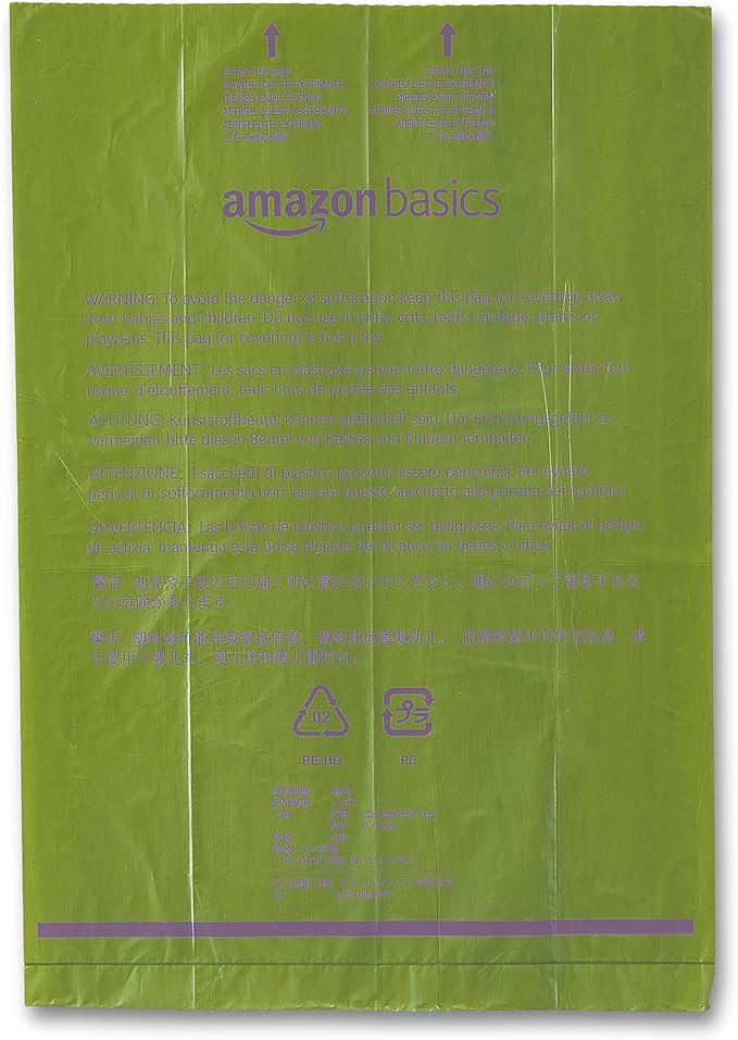 Amazon Basics Dog Poop Bags with Dispenser, 540 Count, Enhanced for Guaranteed Leakproof, Lavender Scented, Includes Leash Clip