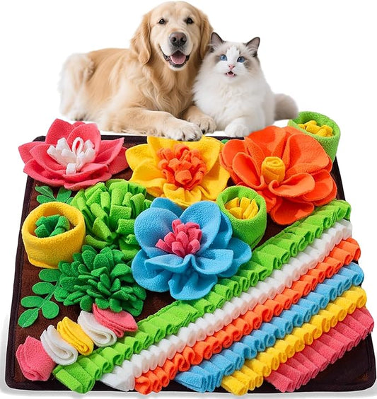 AMIR Snuffle Mat for Dogs, Sniff Mat Slow Feeding, Encourages Natural Foraging Skills, Slow Eating, Help Stress Relief and Training, Large Snuffle Mat, Dog Puzzle Toys, 20 inch Brown