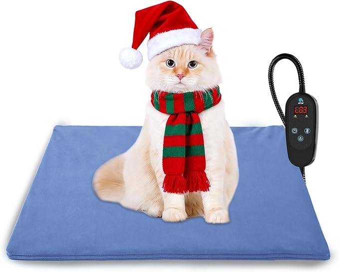 PETNF Pet Heating Pad Temperature Adjustment Cat Dog Heating Pad Anti-bite Puppy with Timer Indoor Waterproof Pet Warming Electric Heated Bed Mat Dog