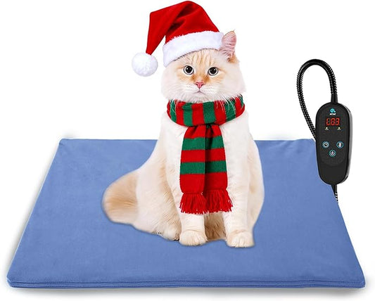 PETNF Pet Heating Pad Temperature Adjustment Cat Dog Heating Pad Anti-bite Puppy with Timer Indoor Waterproof Pet Warming Electric Heated Bed Mat Dog