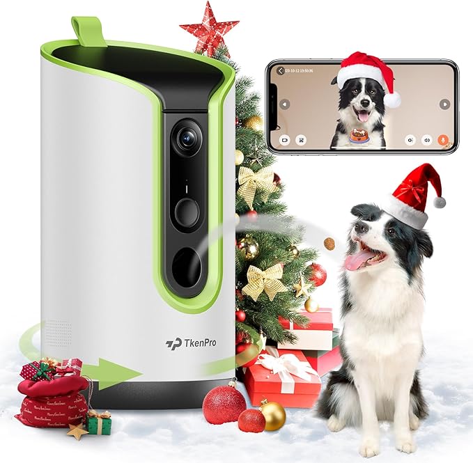 5MP Ultra HD Pet Camera - Dog Camera with Treat Dispenser, Remote Treat Tossing via Phone App, 360° Auto Tracking & Motion Alerts, 5G&2.4G WiFi for Cats Indoor, Green