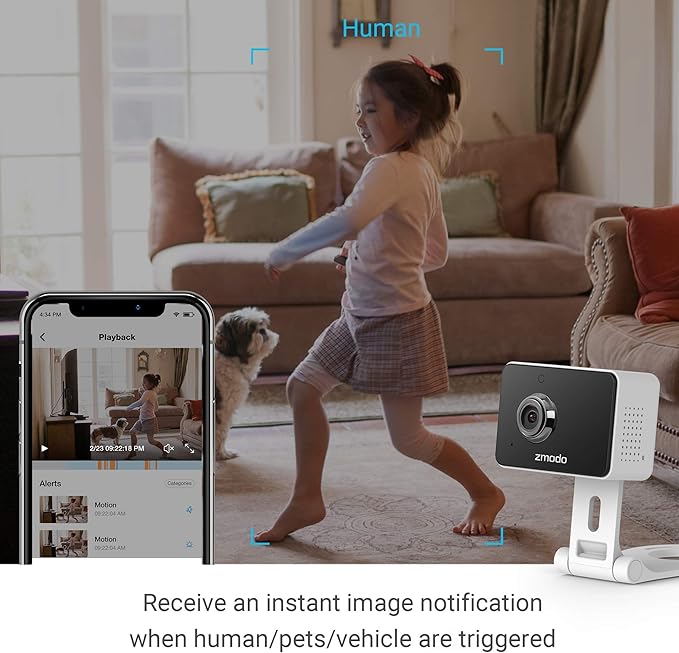 Zmodo 1080p Mini WiFi Pet Camera Two-Way Audio Smart Home Camera with Night Vision, Compatible with Alexa & the Google Assistant (2 Pack)