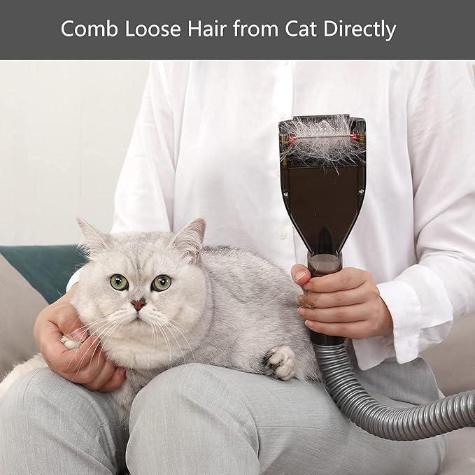 Pet Vacuum Grooming Brush and Shedding Kit for Dog/Cat Loose Hair, Professional Accessories Remover for Pet's Undercoat Fur