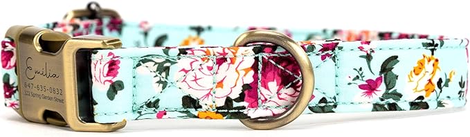 Personalized Dog Collar with Name and Phone Number Engraved,Adjustable Custom Puppy Collar,Organic Cotton Pet Collar for Small Medium Large Boy Girl Dogs