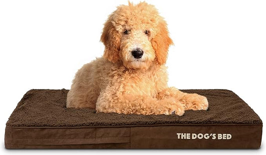 The Dog’s Bed Orthopedic Memory Foam Dog Bed, Large Brown Plush, Pain Relief for Arthritis, Hip & Elbow Dysplasia, Post Surgery, Lameness, Supportive, Waterproof Washable Cover, Veterinary Approved