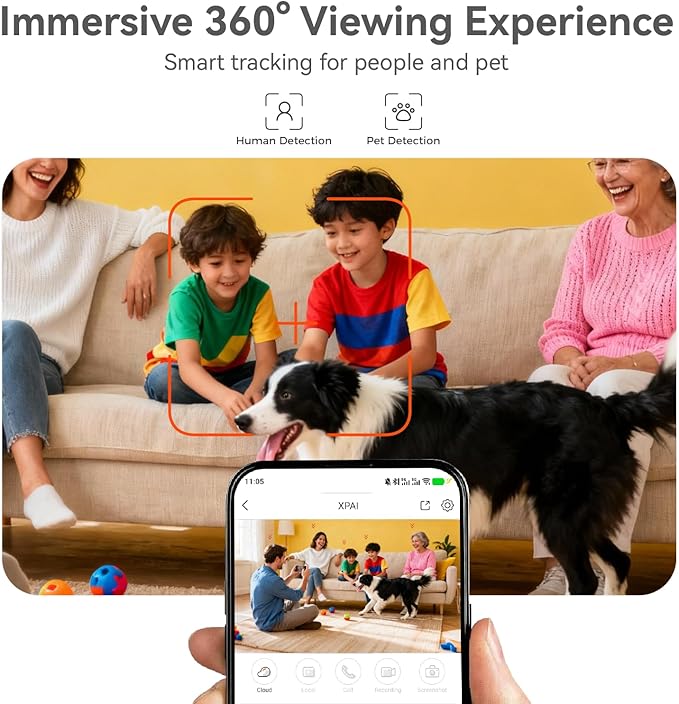 4K Security Camera,Industry's First with Built-in Storage No Monthly Fees,Indoor Camera Wireless,Baby/Pet/Dog Camera with Phone APP,360° Pan-Tilt Wireless Indoor Cam,Cry Detection,2-Way Audio