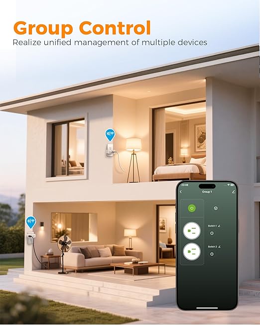 TESSAN 2 Pack Smart Plug, WiFi Smart Outlet with Dual Sockets, Compatible with Alexa and Google Home, Remote Control Outlet with Timer Function, Voice Control, Surge Protection, 2.4GHz WiFi Only