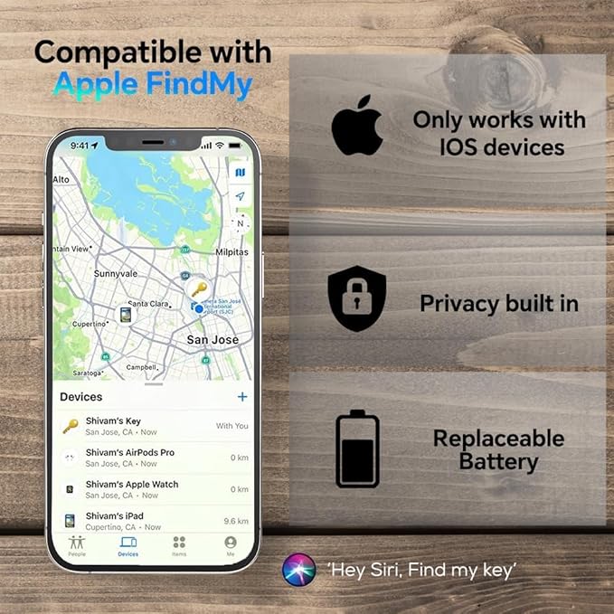 FinderTag Alternative, Key Finder, GPS Tracker Locator Compatible with FindMy (iOS Only), Smart Finder for Cat, Dog, Collar, Luggage, Suitcase, IP67 Waterproof (White)
