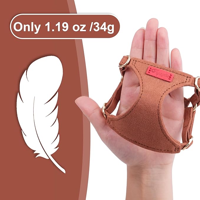 Puppytie No Pull Small Dog Harness with Multifunction Dog Leash,Lightweight Soft Adjustable No Choke Escape Proof Pet Harness Vest Pet Harness Vest,Brown Caramel,S