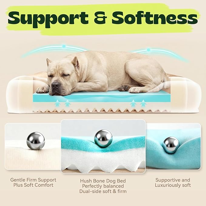Extra Large Orthopedic Dog Bed with Cooling Gel Memory Foam,Waterproof XXL Dog Couch Bed with Removable Washable Cover,48 inch Pet Sofa with High Resilience Foam Sides for Old Pets,Grey