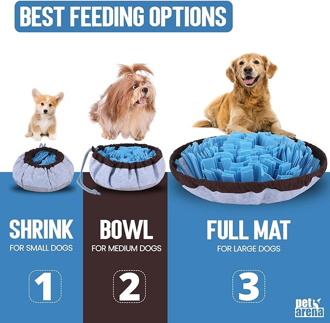 PET ARENA Snuffle Mat for Dogs - Adjustable Interactive Puzzle Toy for Large & Small Breed Slow Feeder for Mental Stimulation & Stress Relief Encourages Natural Foraging Ideal for Indoor & Outdoor Use