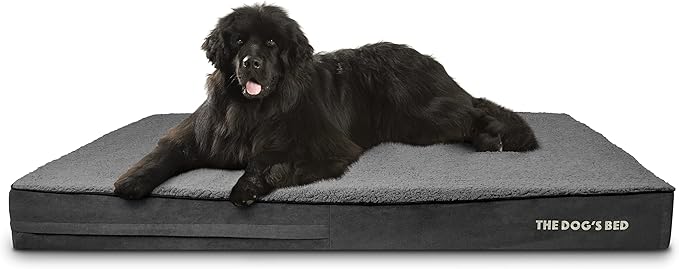 The Dog’s Bed Orthopedic Jumbo Memory Foam Dog Bed, XXXL Grey Plush, Pain Relief for Arthritis, Hip & Elbow Dysplasia, Post Surgery, Lameness Supportive, Waterproof Washable Cover, Veterinary Approved
