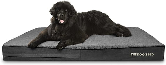The Dog’s Bed Orthopedic Jumbo Memory Foam Dog Bed, XXXL Grey Plush, Pain Relief for Arthritis, Hip & Elbow Dysplasia, Post Surgery, Lameness Supportive, Waterproof Washable Cover, Veterinary Approved